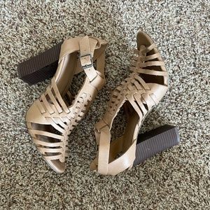 Casual Tan Strappy Heels from Target